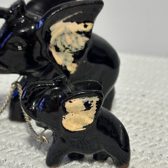 Vintage Black Ceramic Elephant Family Figurine Set - Picture 2 of 7